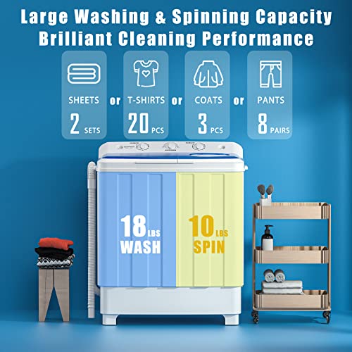 Auertech Portable Twin Tub Washing Machine, 28lbs - 1300 RPM