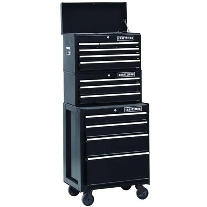 Craftsman 26 Inch 3-Drawer Heavy-Duty Ball-Bearing Middle Chest, Black