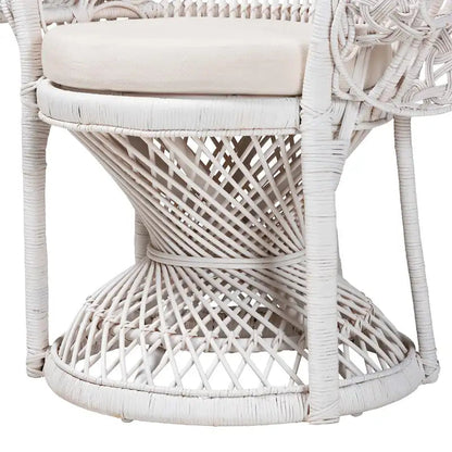 Kallima Peacock Accent Chair, White Natural Rattan, 40.90 w x 29.50 d x 58.70 h - Kallima