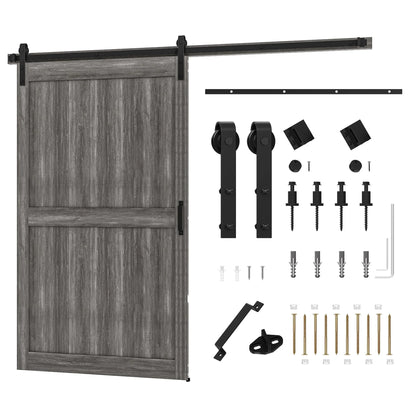 Uforic Sliding Barn Door With Hardware Kit, 48 x 84 in, Gray