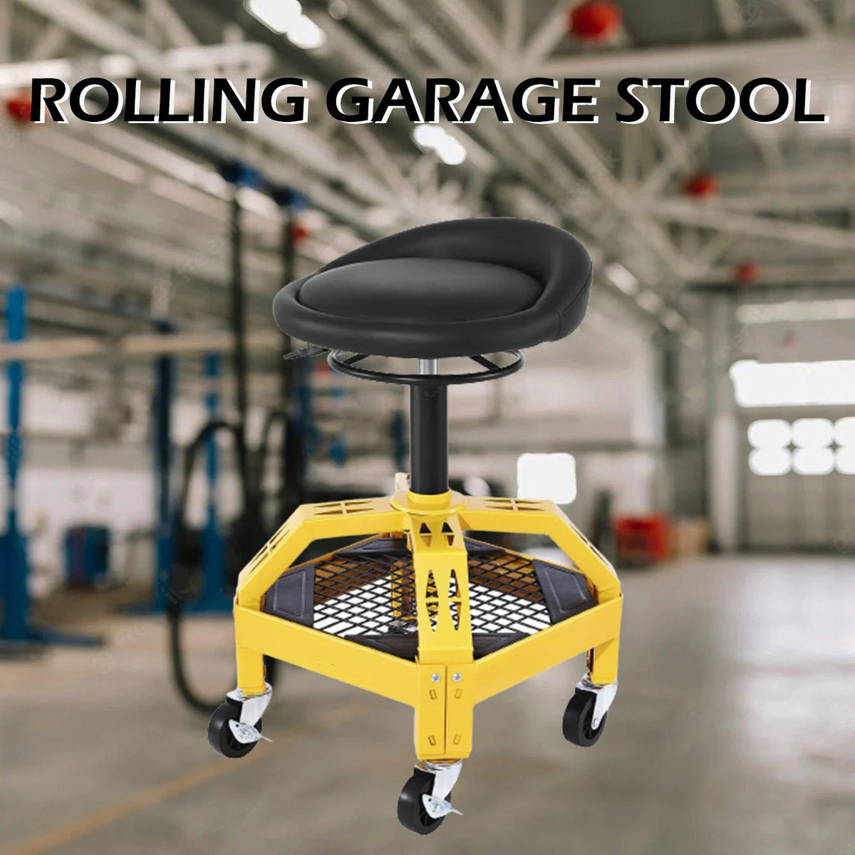 Heavy-Duty Rolling Garage Mechanic Stool With Casters