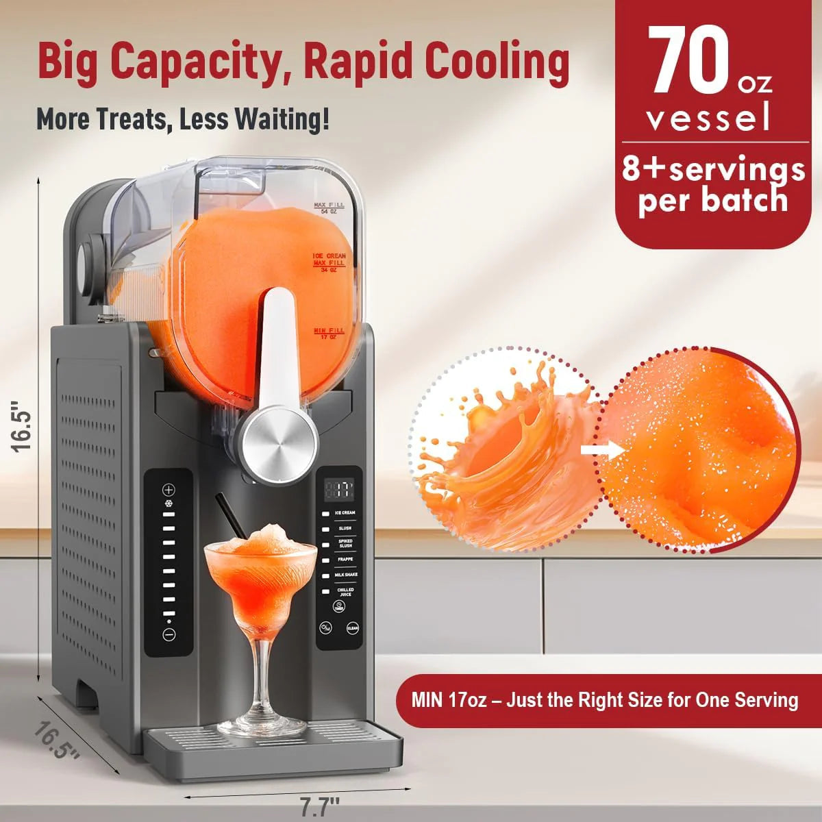UJR Slushie And Ice Cream Maker, 68 oz, 6 Preset Modes - SBL-2408