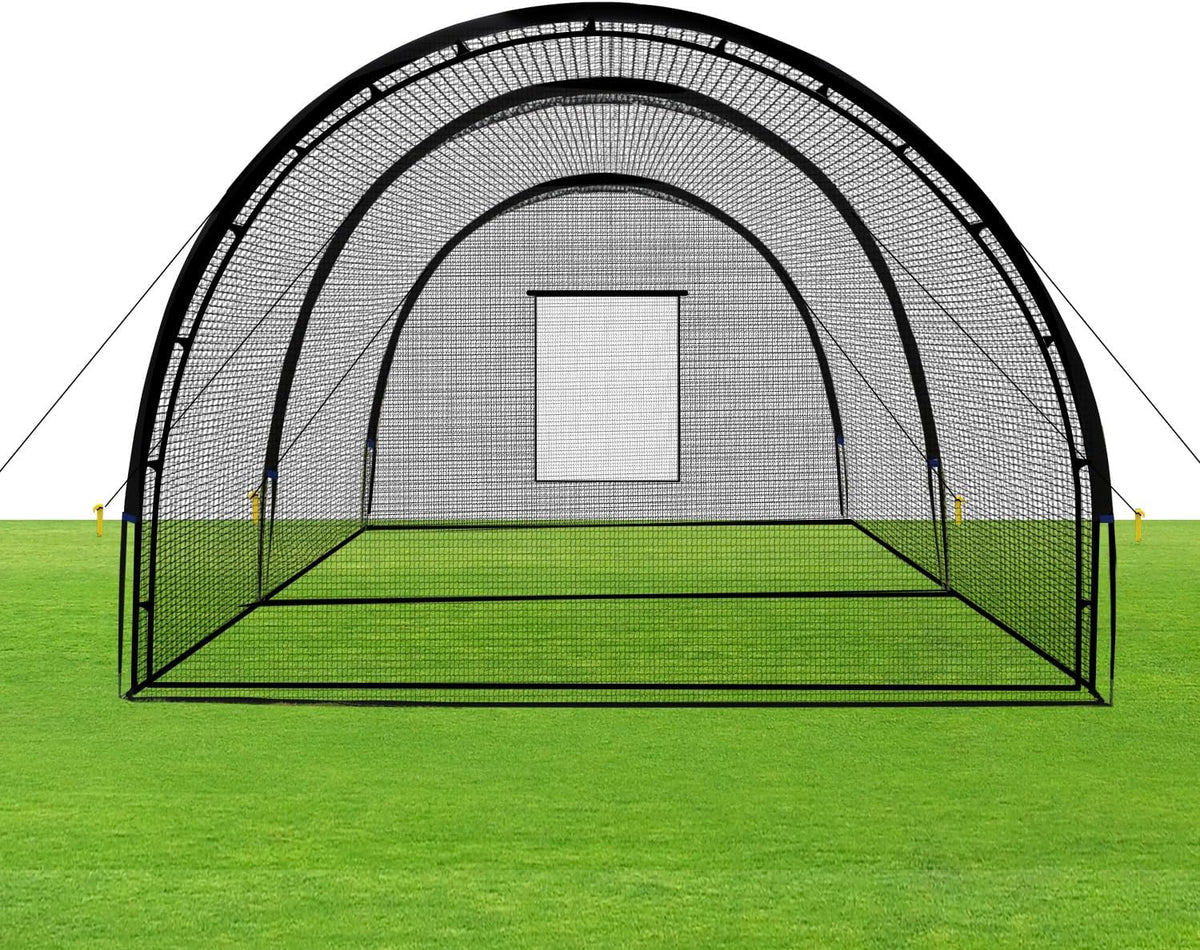 ZivPlay Baseball Batting Cage With Pitching Machine Hole And Detachable Door, 22 x 12 x 8 Feet - Baseball Batting Cage