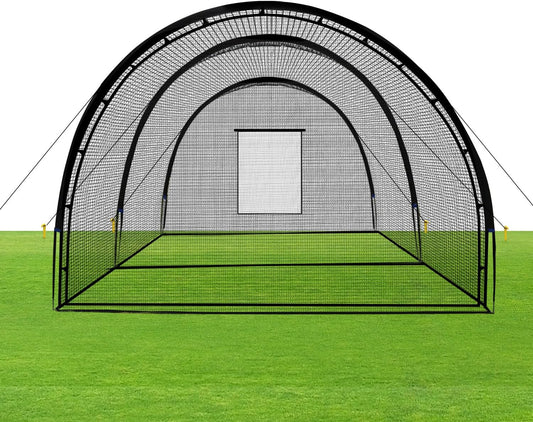 ZivPlay Baseball Batting Cage With Pitching Machine Hole And Detachable Door, 22 x 12 x 8 Feet - Baseball Batting Cage