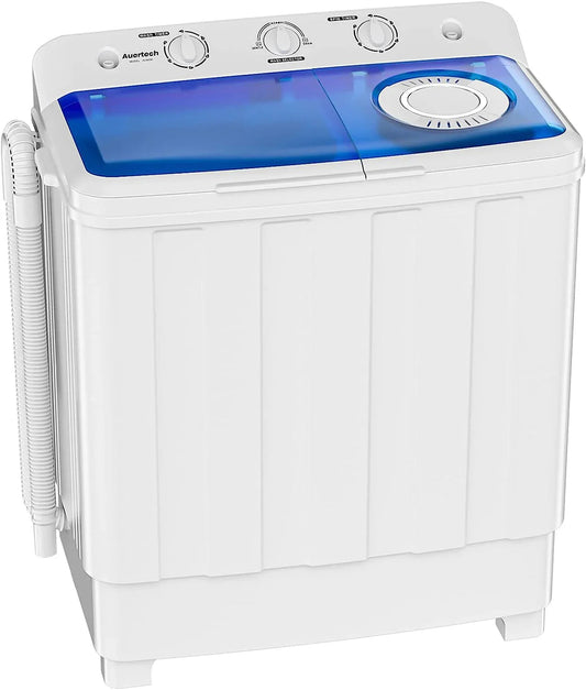 Auertech Portable Twin Tub Washing Machine, 28lbs - 1300 RPM