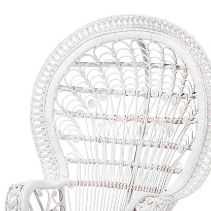 Kallima Peacock Accent Chair, White Natural Rattan, 40.90 w x 29.50 d x 58.70 h - Kallima