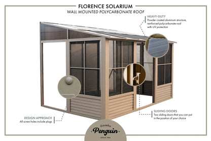 Gazebo Penguin Wall-Mounted Gazebo, 10 x 12, Aluminum Frame With UV Protection - Florence