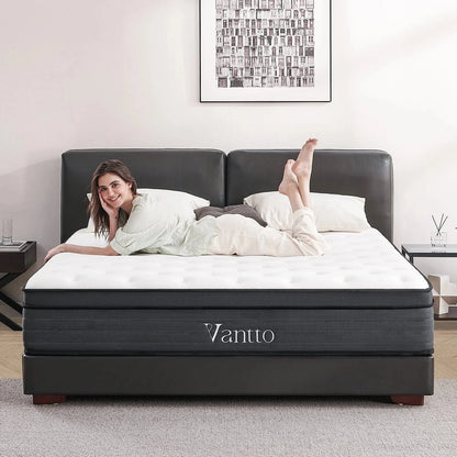 Vantto Queen 12 Inch Hybrid Memory Foam Mattress In A Box - CertiPUR-US