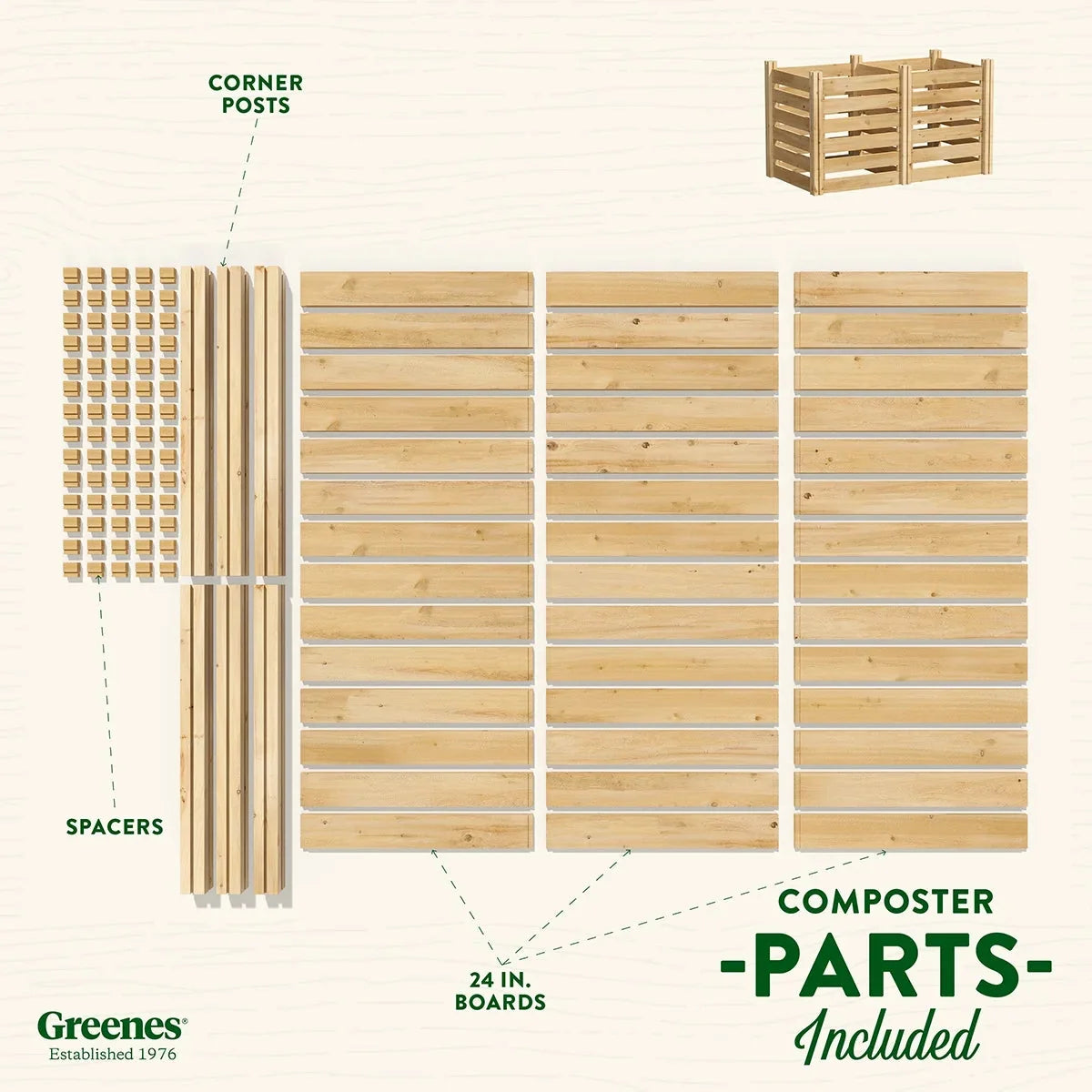 Greenes Fence Cedar Wood Composter 24 in x 24 in x 31 in, 77.3 Gal.